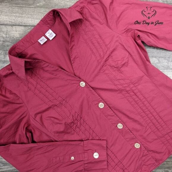 Bass Long Sleeve Stretch Button Down Top Size M - Picture 1 of 5